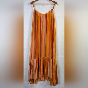 All Saints Paola Stripe Maxi Dress Womens 8 Colorful Strappy Flowy Breezy Boho